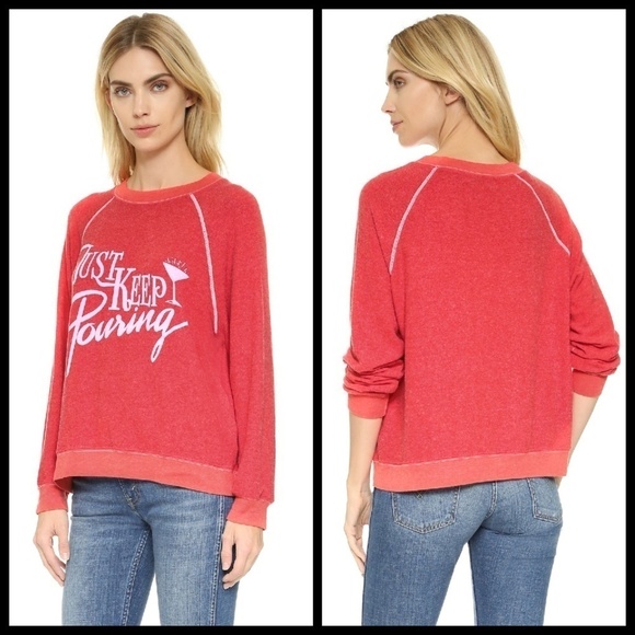 💕WILDFOX💕 Red Just Keep Pouring Kim's Sweatshirt - Picture 4 of 8